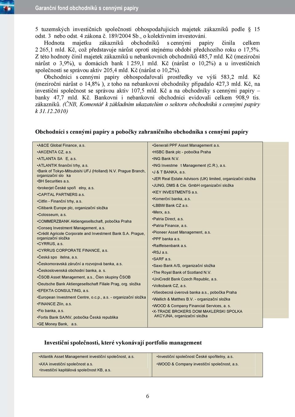 Z této hodnoty činil majetek zákazníků u nebankovních obchodníků 485,7 mld. Kč (meziroční nárůst o 3,9%), u domácích bank 1 259,1 mld.