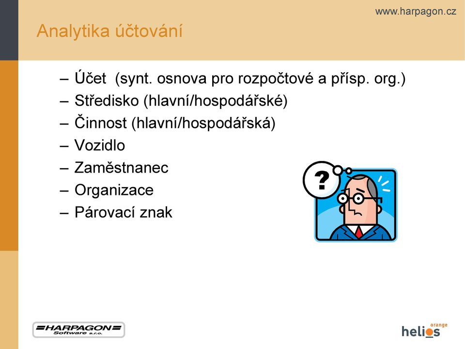 ) Středisko (hlavní/hospodářské) Činnost