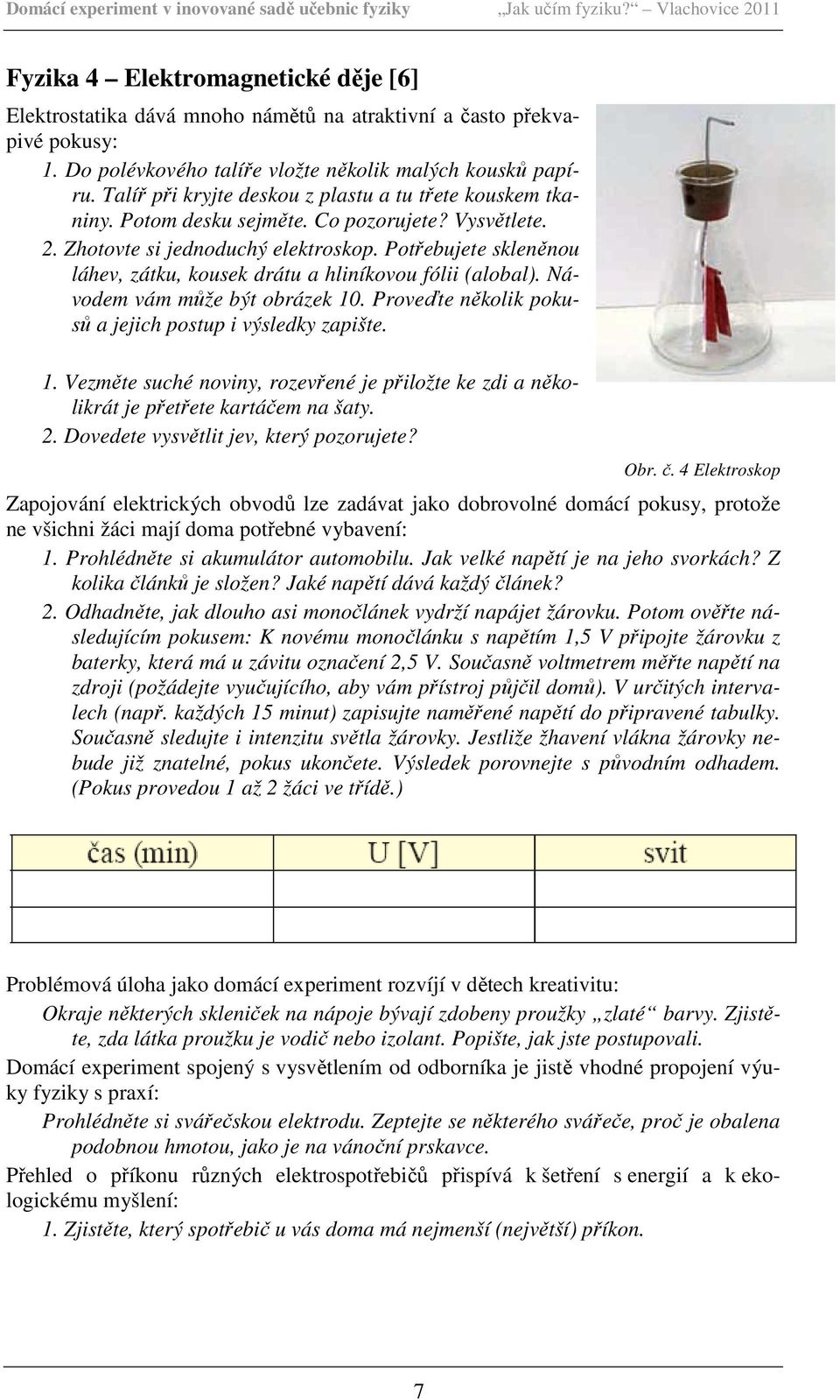 Potřebujete skleněnou láhev, zátku, kousek drátu a hliníkovou fólii (alobal). Návodem vám může být obrázek 10