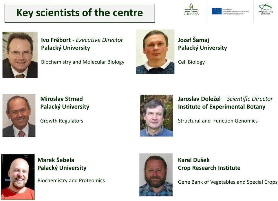Doležel Scientific Director Institute of Experimental Botany Structural and Function Genomics Marek Šebela