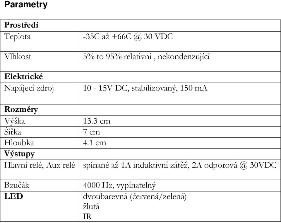 3 cm Šířka 7 cm Hloubka 4.