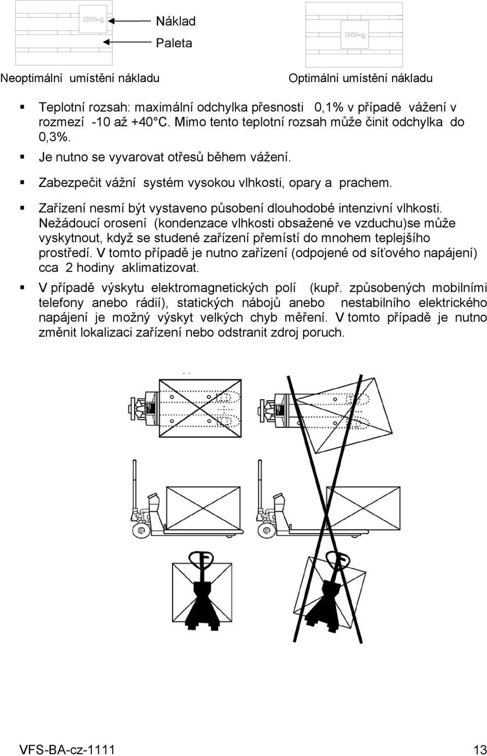 Zařízení nesmí být vystaveno působení dlouhodobé intenzivní vlhkosti.