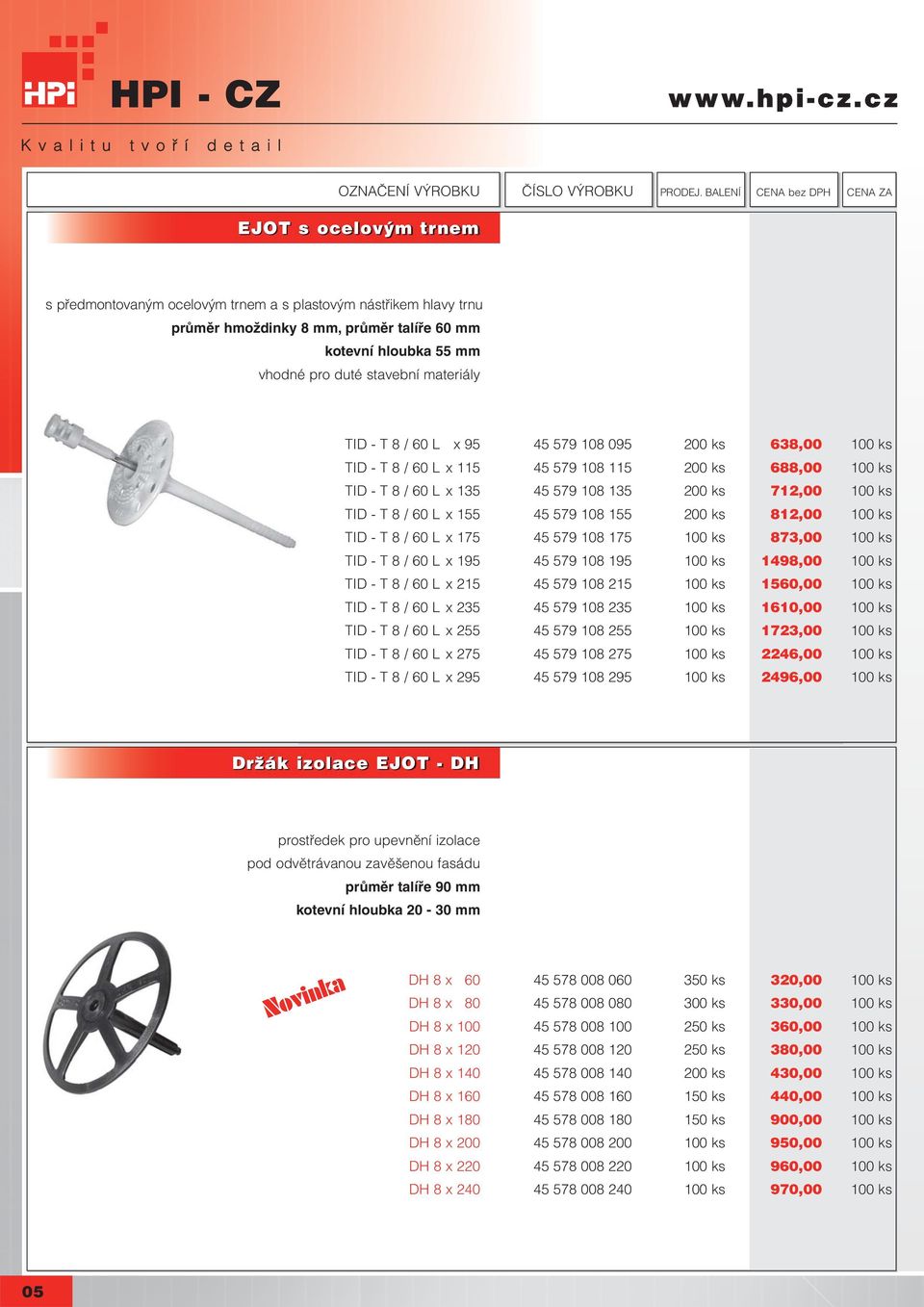 155 200 ks 812,00 100 ks TID - T 8 / 60 L x 175 45 579 108 175 100 ks 873,00 100 ks TID - T 8 / 60 L x 195 45 579 108 195 100 ks 1498,00 100 ks TID - T 8 / 60 L x 215 45 579 108 215 100 ks 1560,00