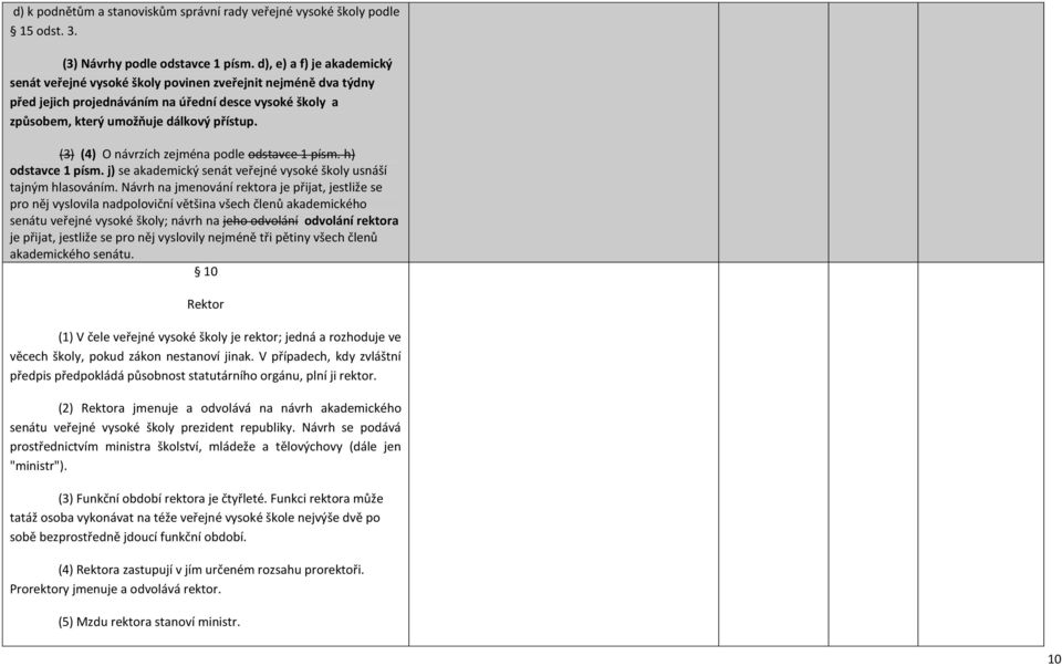 (3) (4) O návrzích zejména podle odstavce 1 písm. h) odstavce 1 písm. j) se akademický senát veřejné vysoké školy usnáší tajným hlasováním.