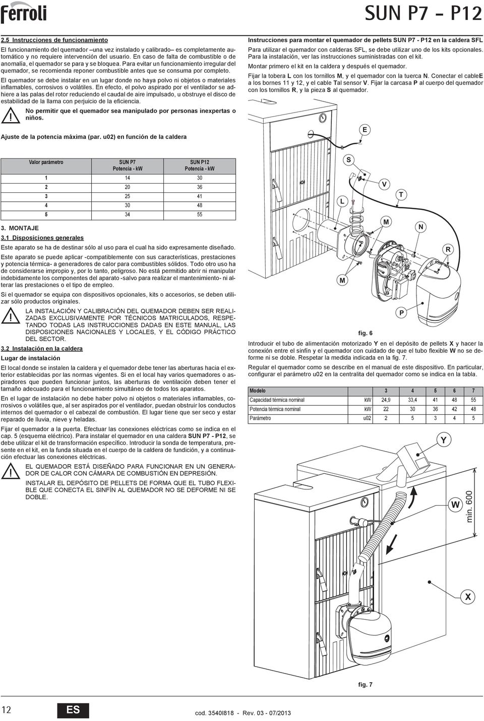 Para evitar un funcionamiento irregular del quemador, se recomienda reponer combustible antes que se consuma por completo.