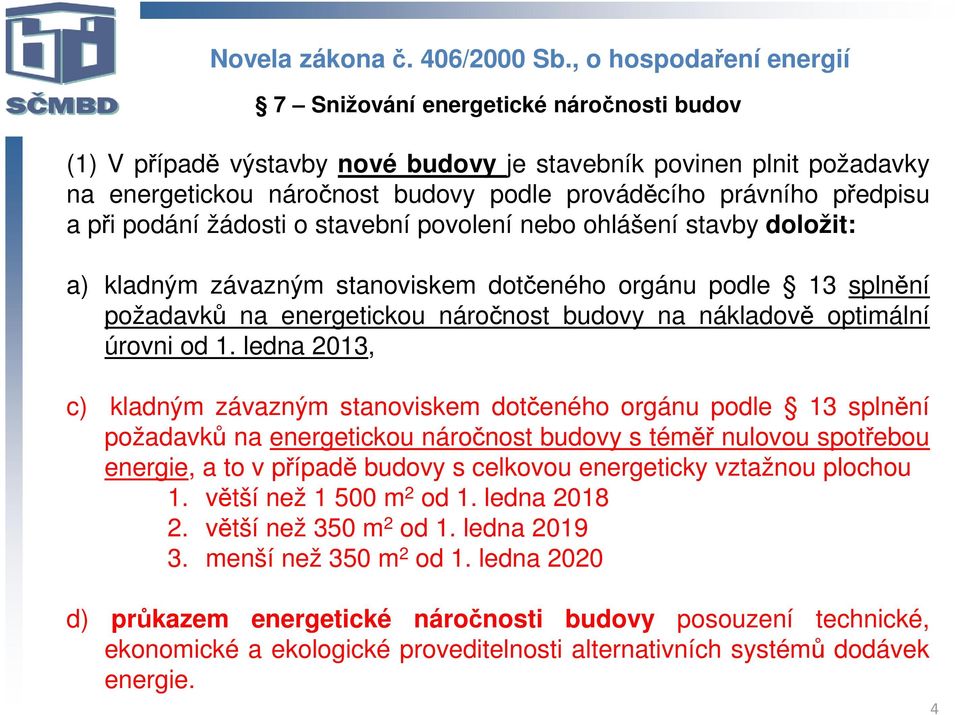 předpisu a při podání žádosti o stavební povolení nebo ohlášení stavby doložit: a) kladným závazným stanoviskem dotčeného orgánu podle 13 splnění požadavků na energetickou náročnost budovy na