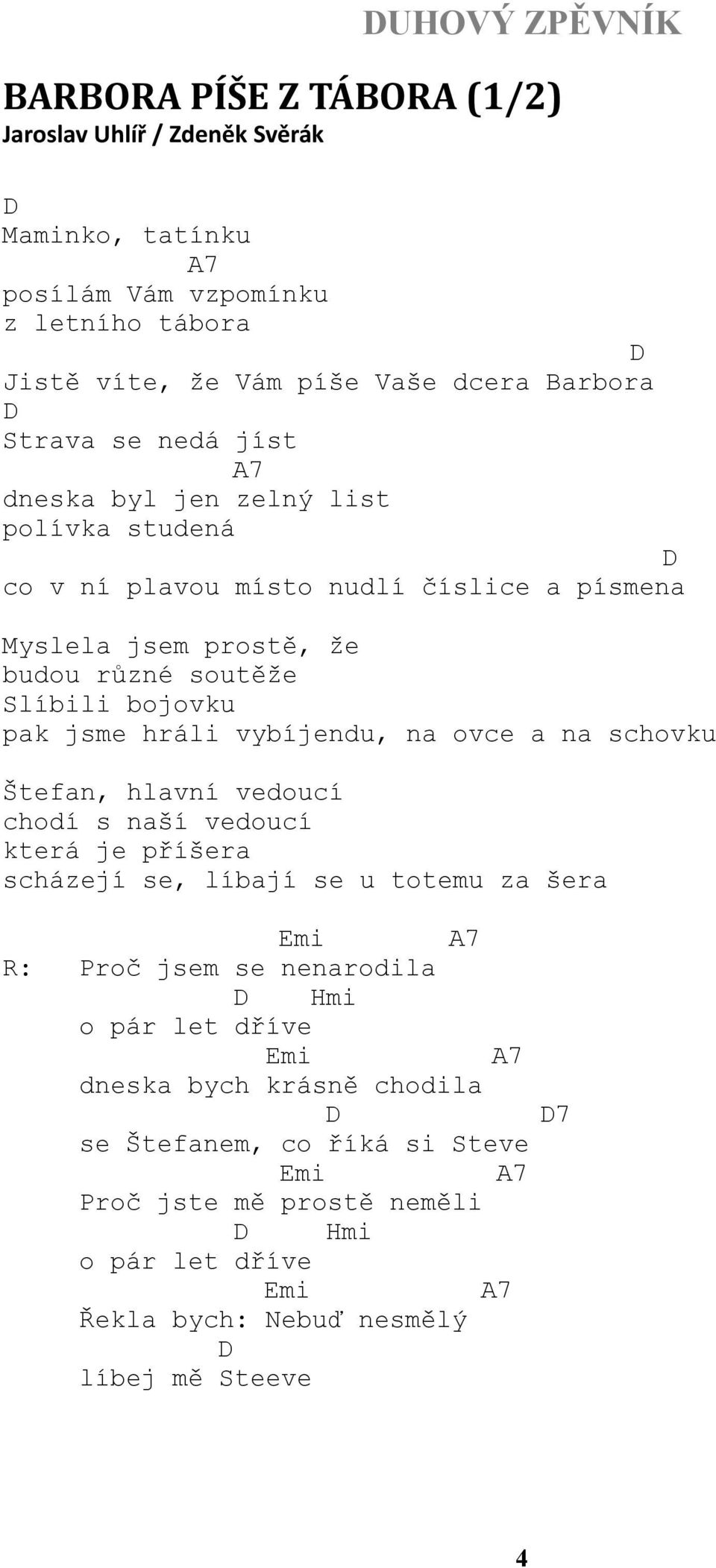 jsme hráli vybíjendu, na ovce a na schovku Štefan, hlavní vedoucí chodí s naší vedoucí která je příšera scházejí se, líbají se u totemu za šera Emi Proč jsem se nenarodila