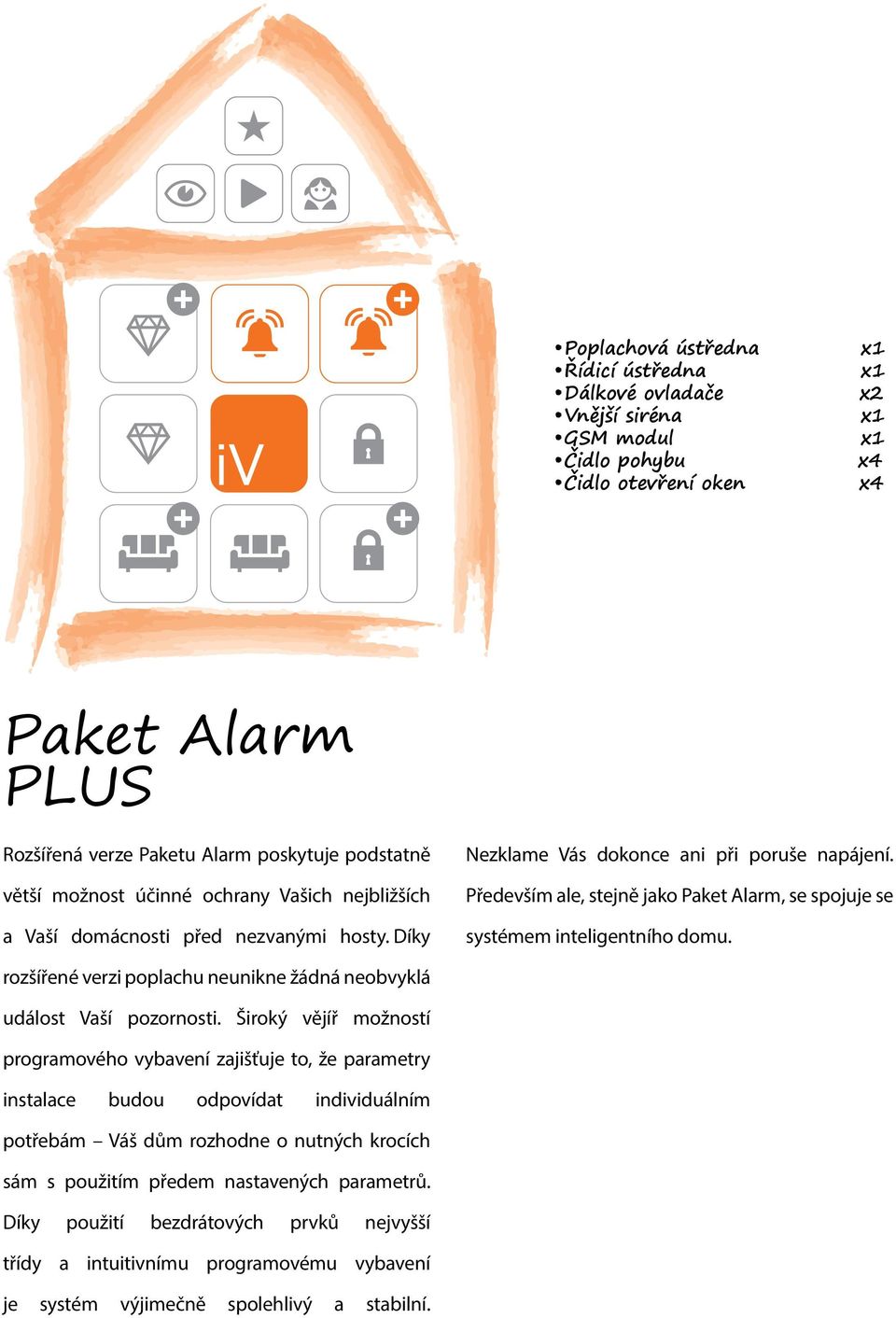 Především ale, stejně jako Paket Alarm, se spojuje se systémem inteligentního domu. rozšířené verzi poplachu neunikne žádná neobvyklá událost Vaší pozornosti.