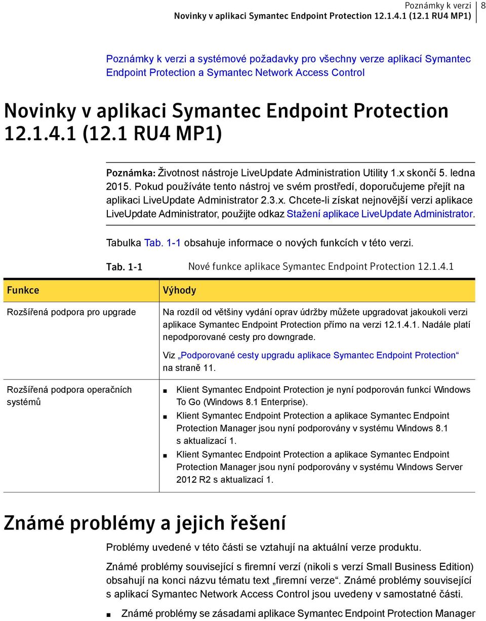 Administration Utility 1.x skončí 5. ledna 2015. Pokud používáte tento nástroj ve svém prostředí, doporučujeme přejít na aplikaci LiveUpdate Administrator 2.3.x. Chcete-li získat nejnovější verzi aplikace LiveUpdate Administrator, použijte odkaz Stažení aplikace LiveUpdate Administrator.