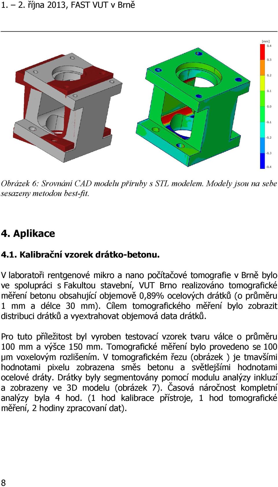 průměru 1 mm a délce 30 mm). Cílem tomografického měření bylo zobrazit distribuci drátků a vyextrahovat objemová data drátků.