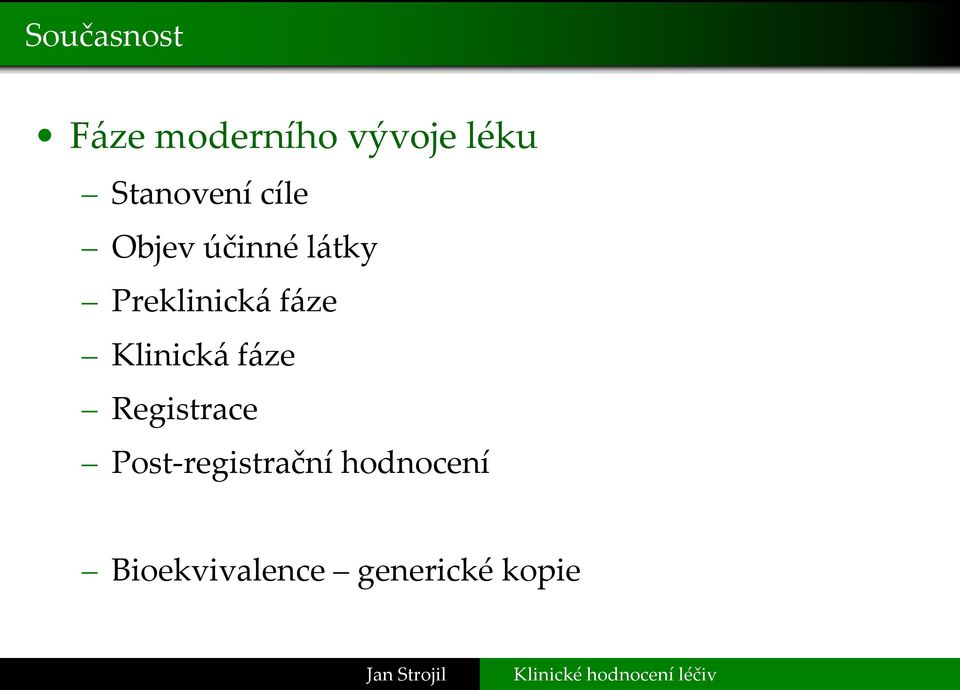 Preklinická fáze Klinická fáze Registrace