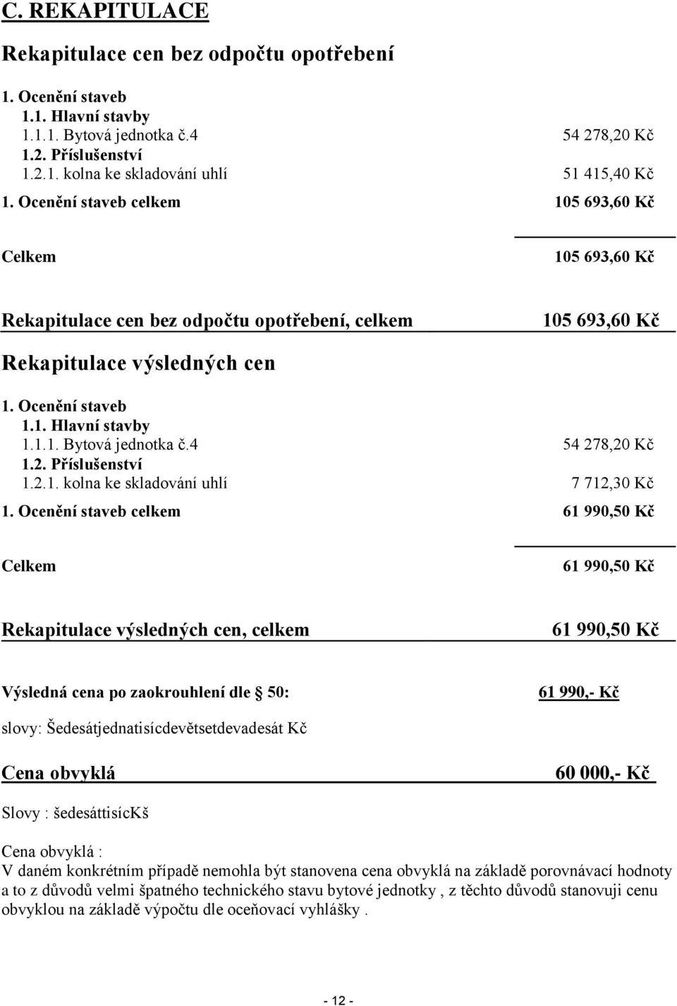 4 54 278,20 Kč 1.2. Příslušenství 1.2.1. kolna ke skladování uhlí 7 712,30 Kč 1.