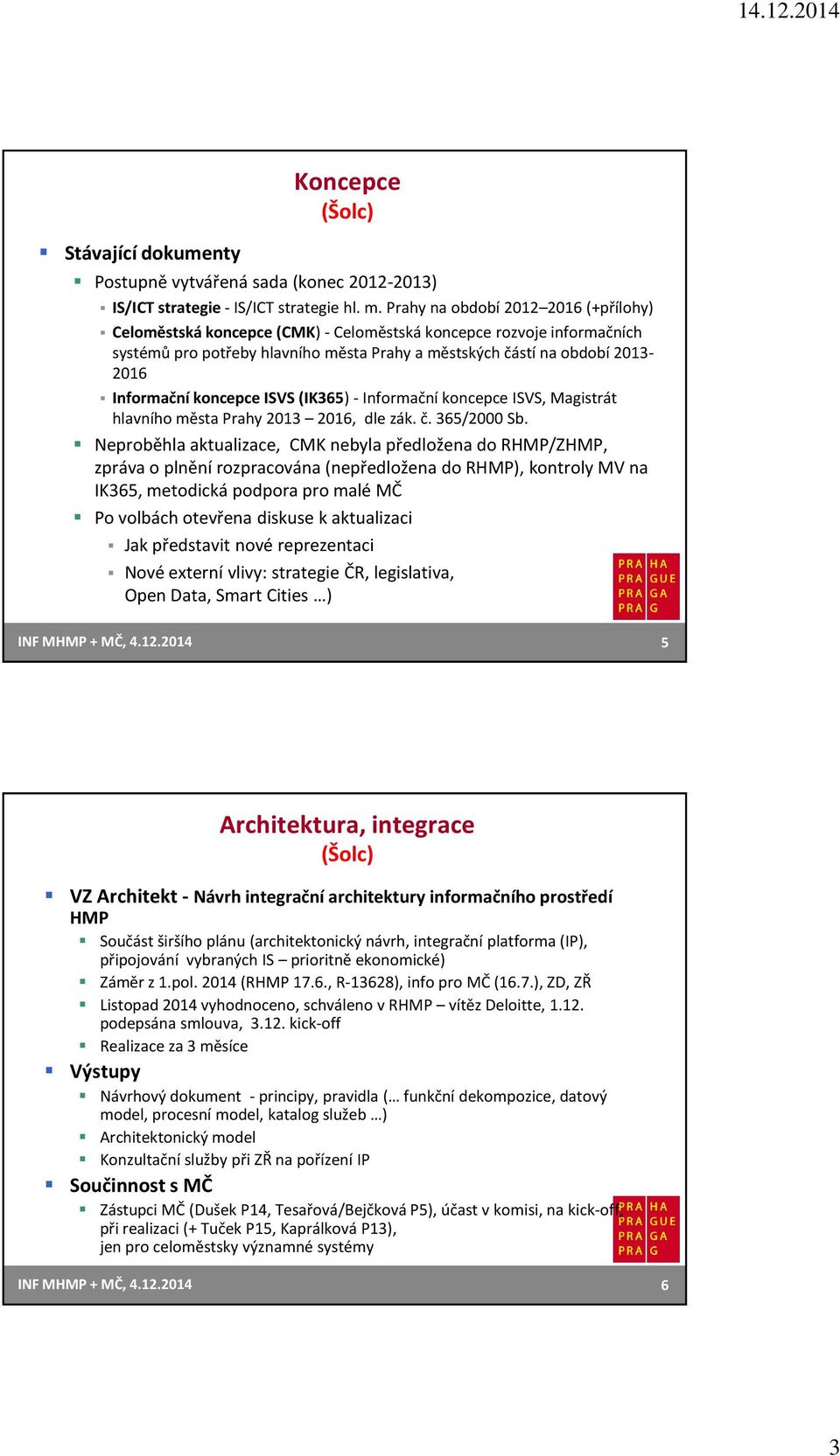 koncepce ISVS (IK365) - Informační koncepce ISVS, Magistrát hlavního města Prahy 2013 2016, dle zák. č. 365/2000 Sb.