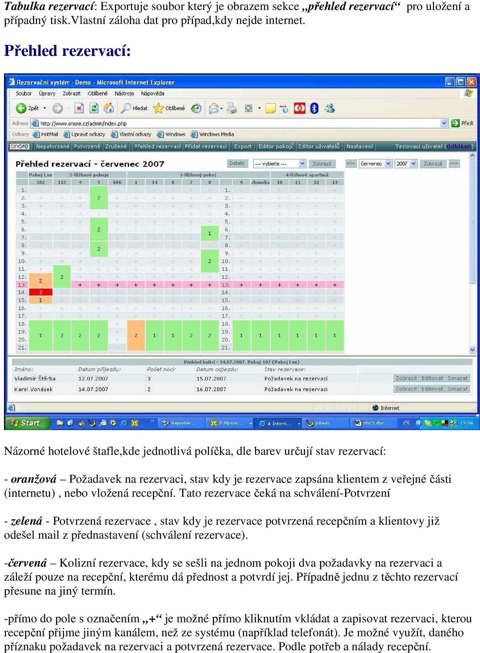 (internetu), nebo vložená recepční.