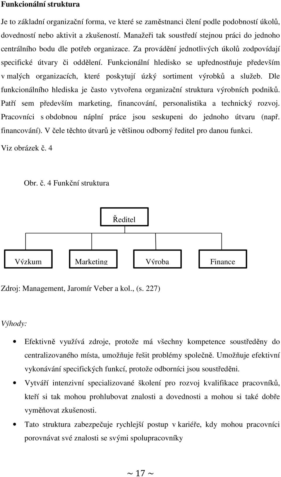 Funkcionální hledisko se upřednostňuje především v malých organizacích, které poskytují úzký sortiment výrobků a služeb.