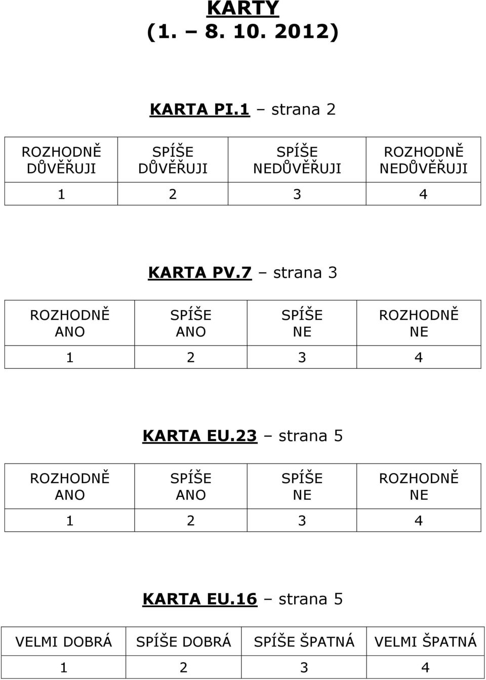 KARTA PV.7 strana 3 ANO ANO NE NE KARTA EU.