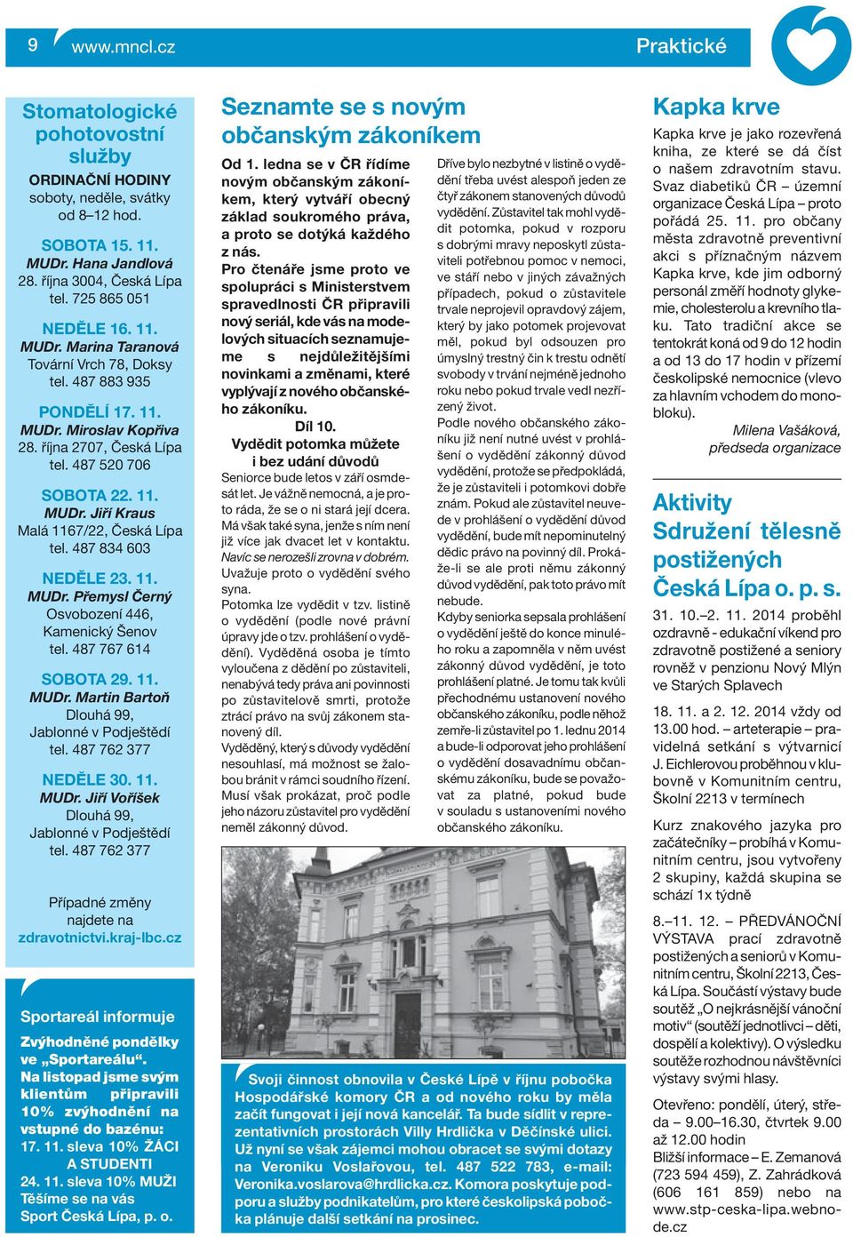 487 767 614 SOBOTA 29. 11. MUDr. Martin Bartoň Dlouhá 99, Jablonné v Podještědí tel. 487 762 377 NEDĚLE 30. 11. MUDr. Jiří Voříšek Dlouhá 99, Jablonné v Podještědí tel.