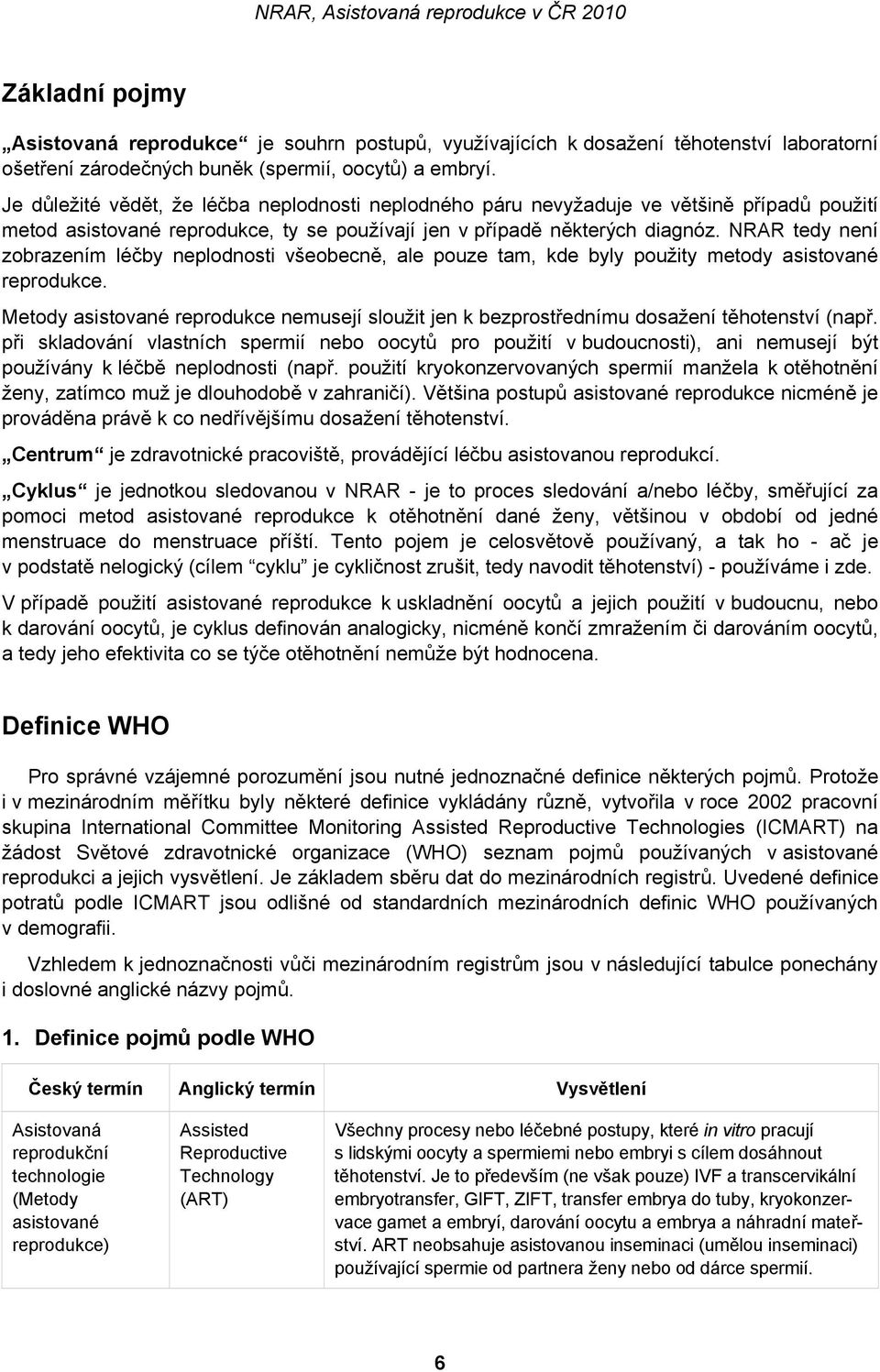 NRAR tedy není zobrazením léčby neplodnosti všeobecně, ale pouze tam, kde byly použity metody asistované reprodukce.