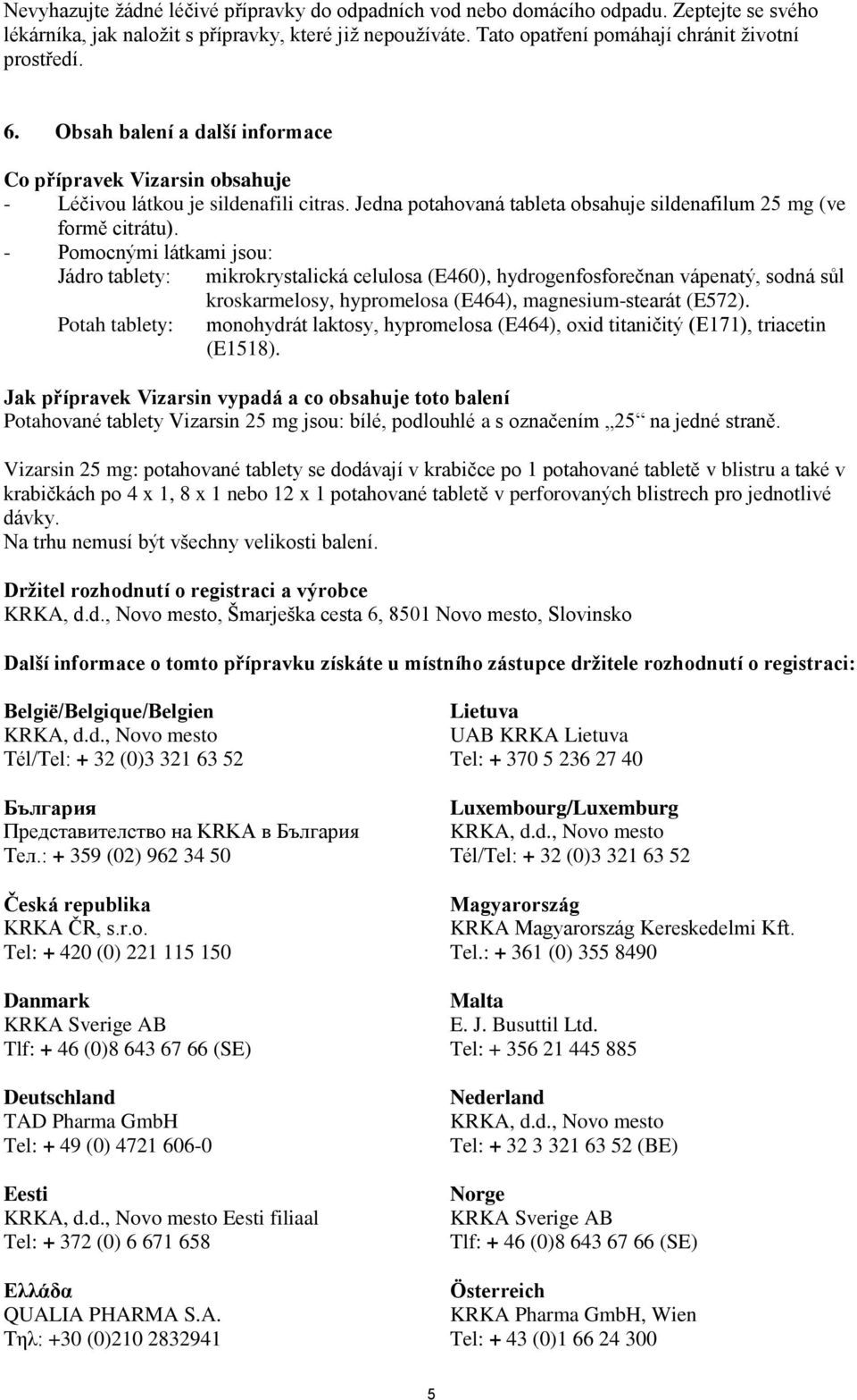 - Pomocnými látkami jsou: Jádro tablety: mikrokrystalická celulosa (E460), hydrogenfosforečnan vápenatý, sodná sůl kroskarmelosy, hypromelosa (E464), magnesium-stearát (E572).