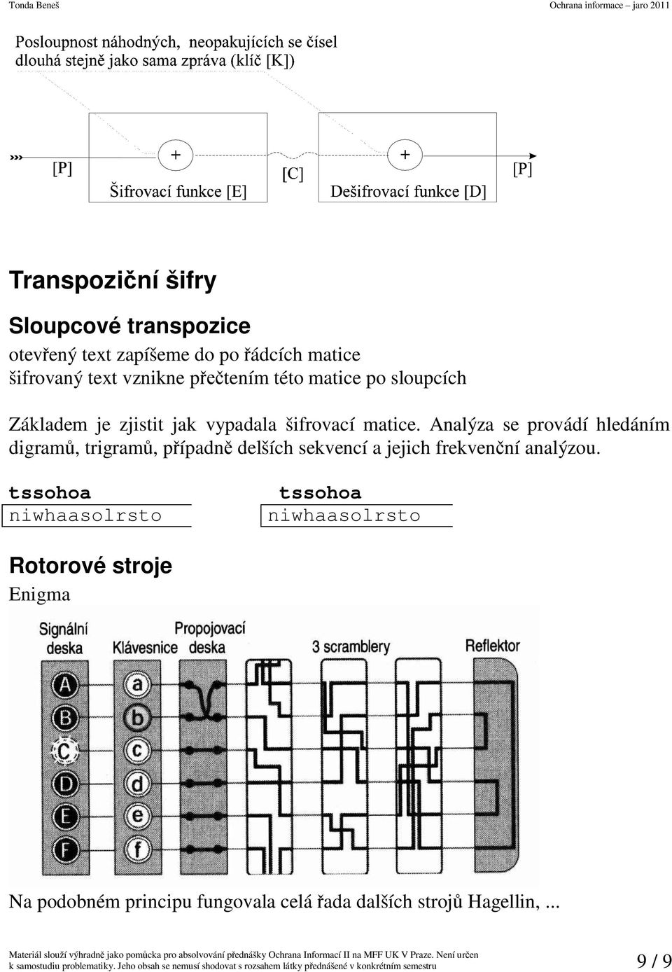 Analýza se provádí hledáním digram, trigram, pípadn delších sekvencí a jejich frekvenní analýzou.