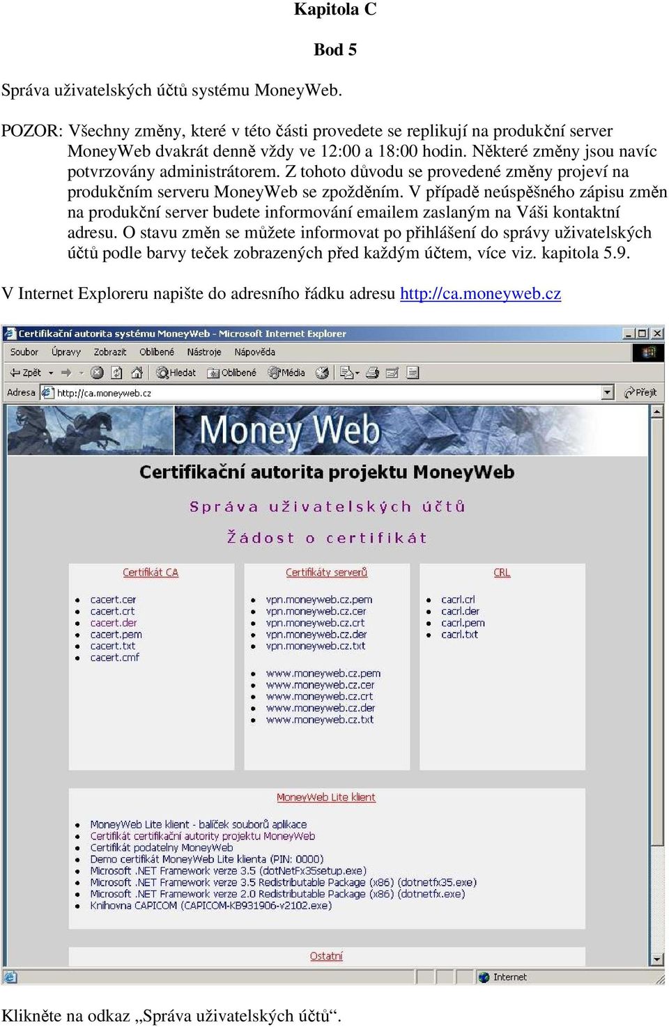 Některé změny jsou navíc potvrzovány administrátorem. Z tohoto důvodu se provedené změny projeví na produkčním serveru MoneyWeb se zpožděním.