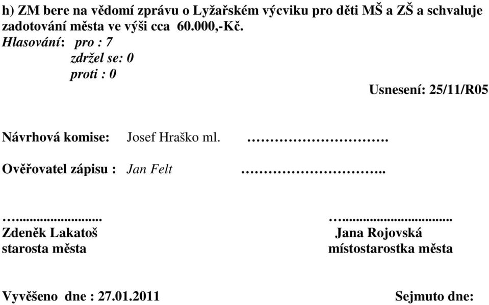 Usnesení: 25/11/R05 Návrhová komise: Josef Hraško ml.