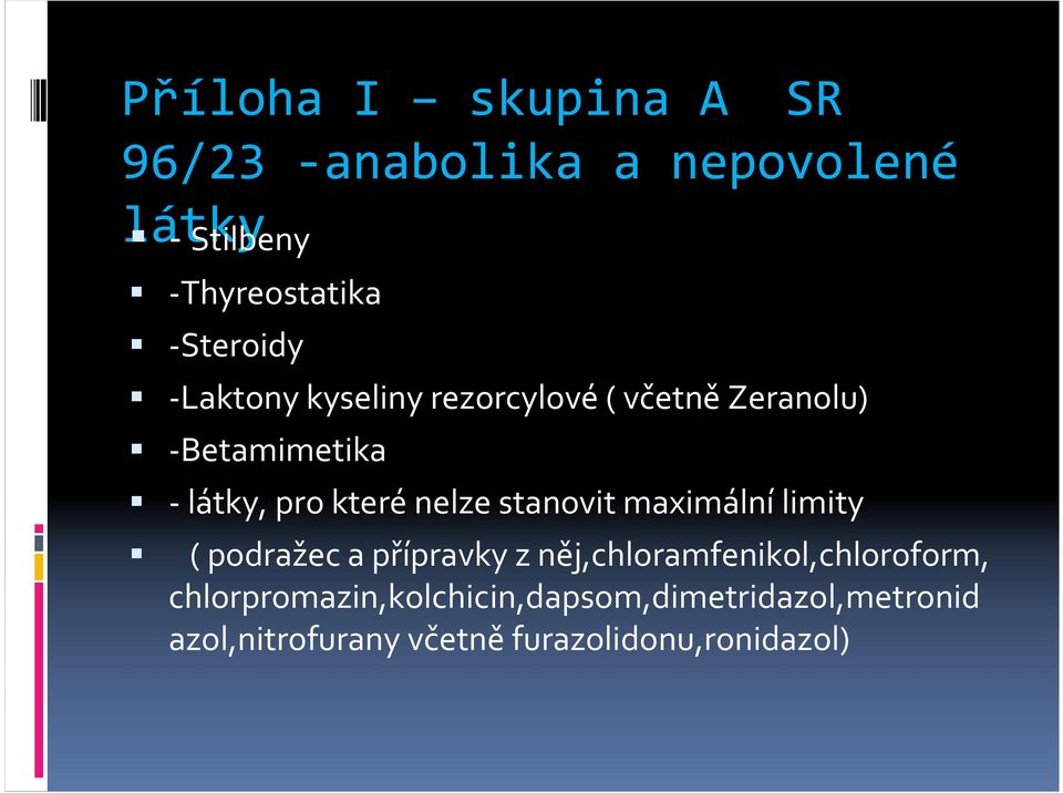 nelze stanovit maximální limity ( podražec a přípravky z něj,chloramfenikol,chloroform,