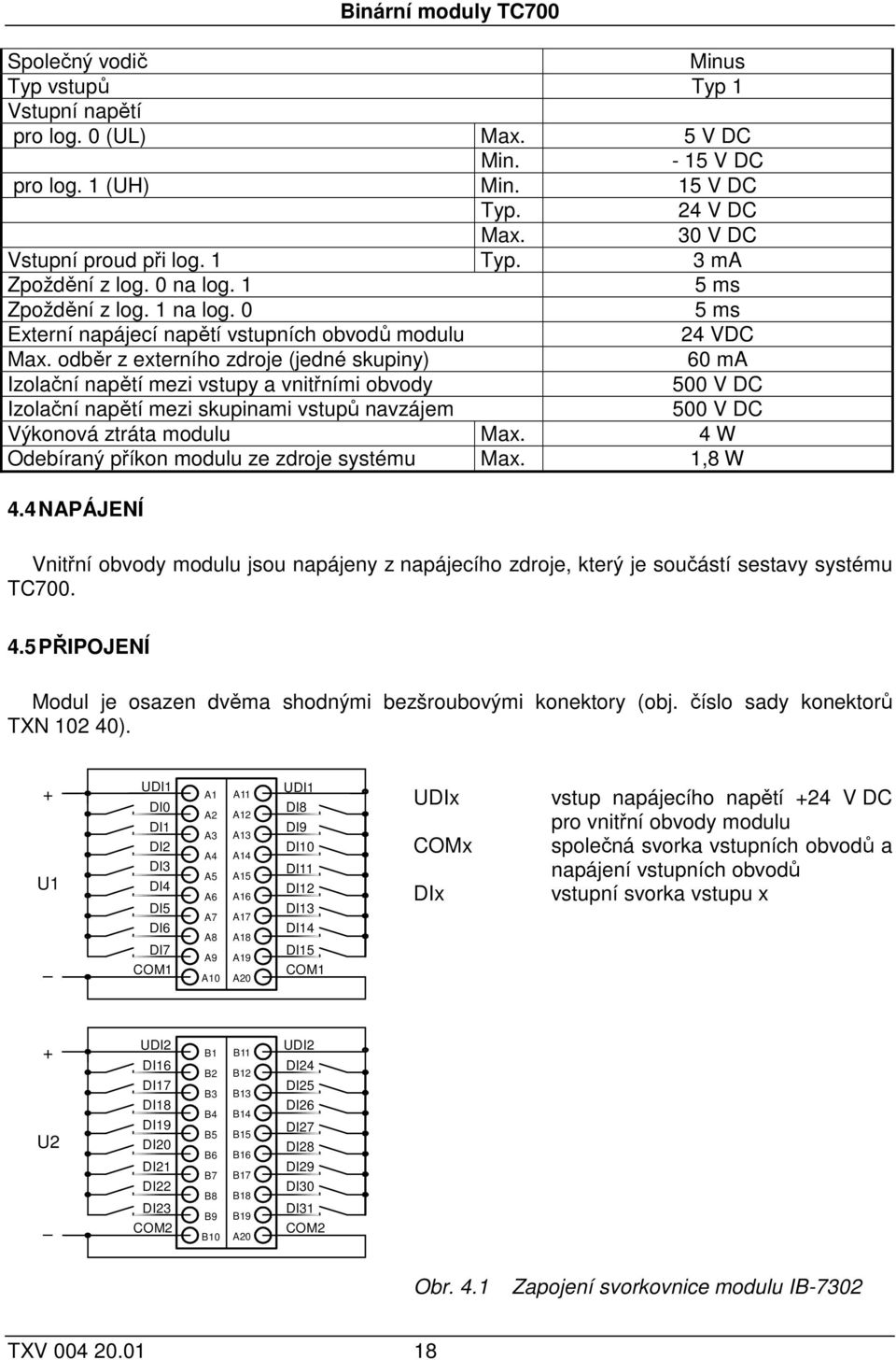 odběr z externího zdroje (jedné skupiny) 60 ma Izolační napětí mezi vstupy a vnitřními obvody 500 V DC Izolační napětí mezi skupinami vstupů navzájem 500 V DC Výkonová ztráta modulu Max.