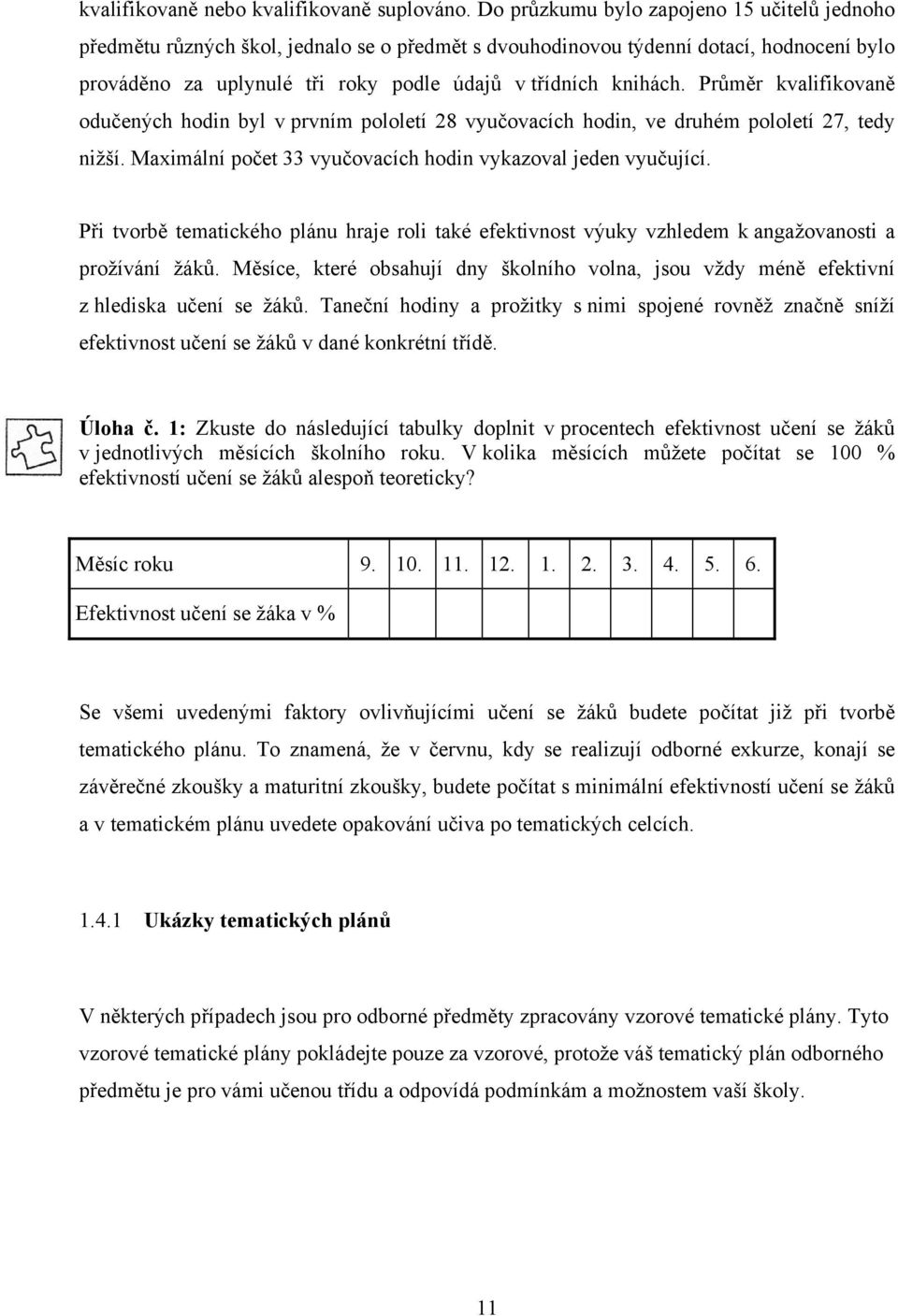 Průměr kvalifikovaně odučených hodin byl v prvním pololetí 28 vyučovacích hodin, ve druhém pololetí 27, tedy nižší. Maximální počet 33 vyučovacích hodin vykazoval jeden vyučující.