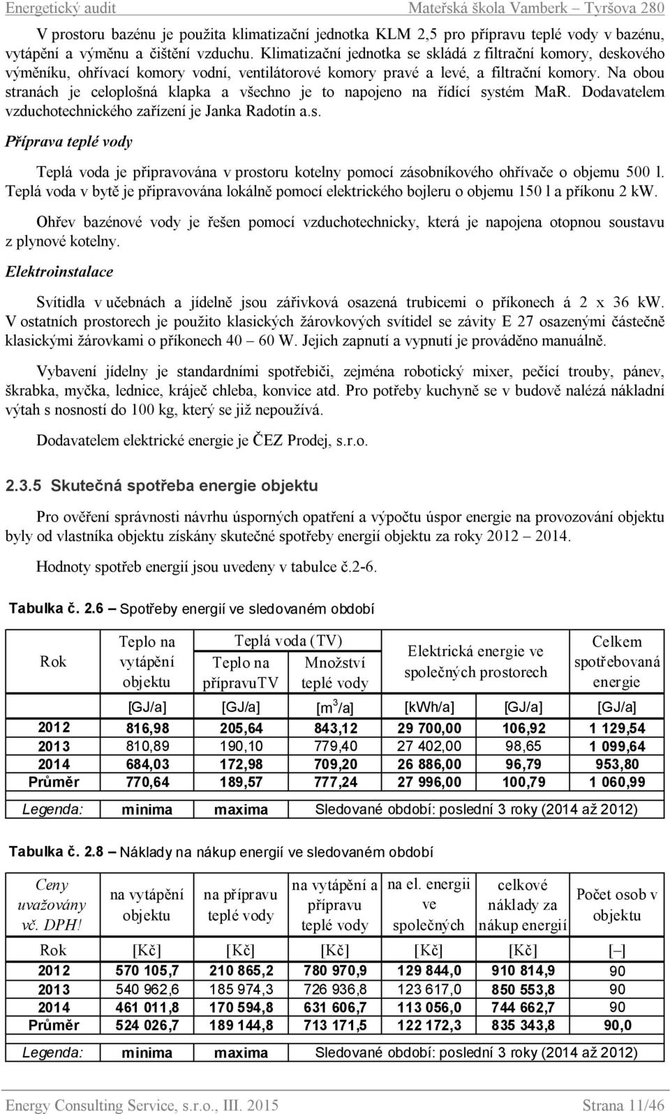 Na obou stranách je celoplošná klapka a všechno je to napojeno na řídící systém MaR. Dodavatelem vzduchotechnického zařízení je Janka Radotín a.s. Příprava teplé vody Teplá voda je připravována v prostoru kotelny pomocí zásobníkového ohřívače o objemu 500 l.