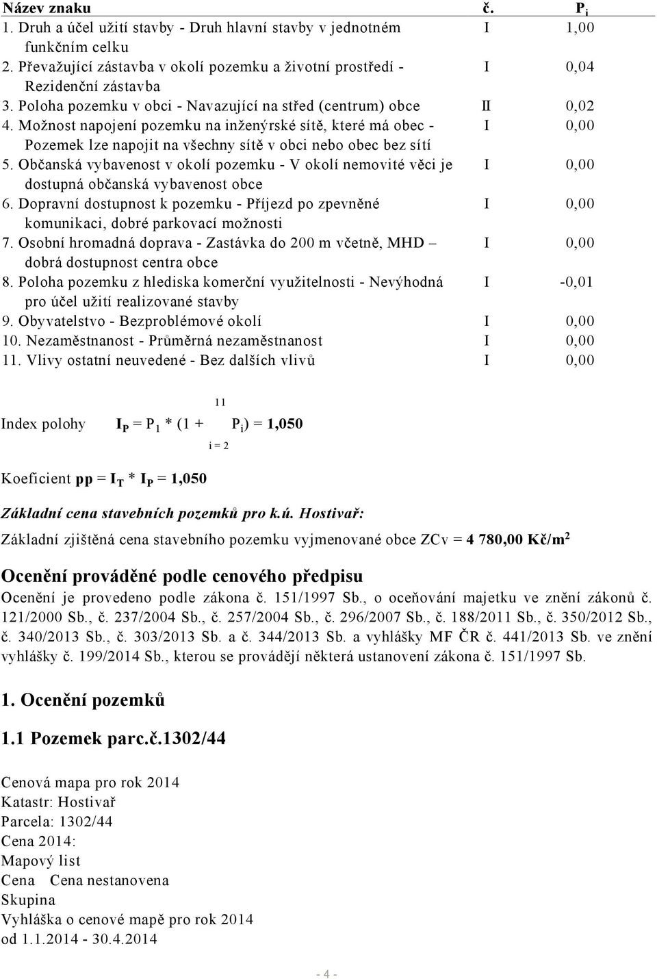 Možnost napojení pozemku na inženýrské sítě, které má obec - I 0,00 Pozemek lze napojit na všechny sítě v obci nebo obec bez sítí 5.