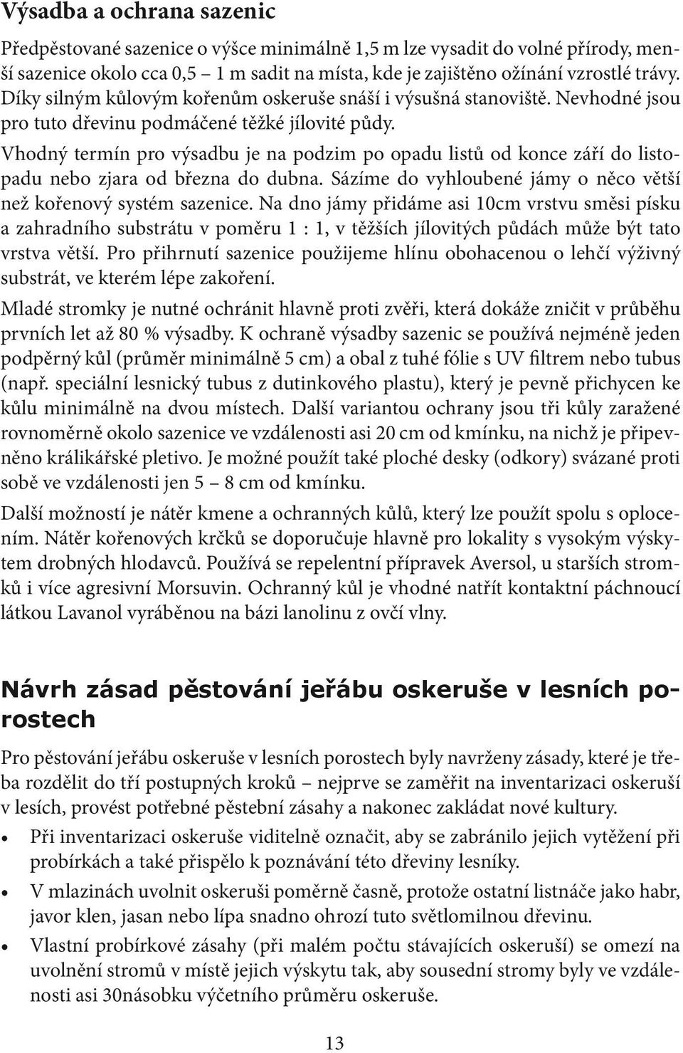 Vhodný termín pro výsadbu je na podzim po opadu listů od konce září do listopadu nebo zjara od března do dubna. Sázíme do vyhloubené jámy o něco větší než kořenový systém sazenice.