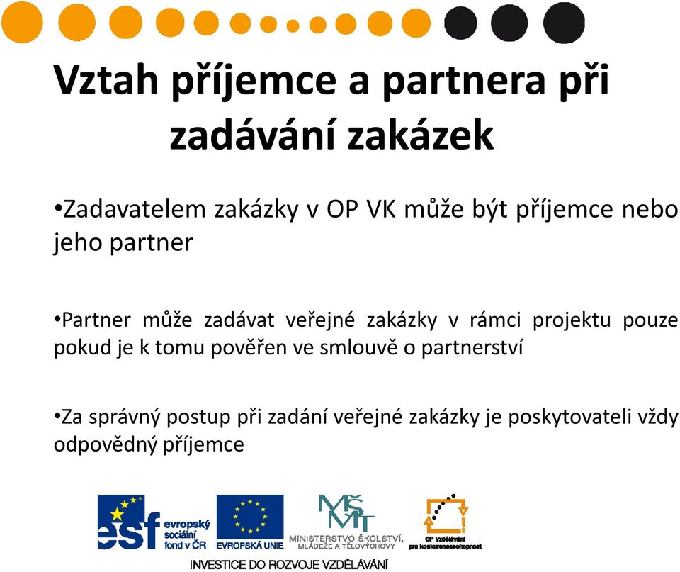 rámci projektu pouze pokud je k tomu pověřen ve smlouvě o partnerství Za