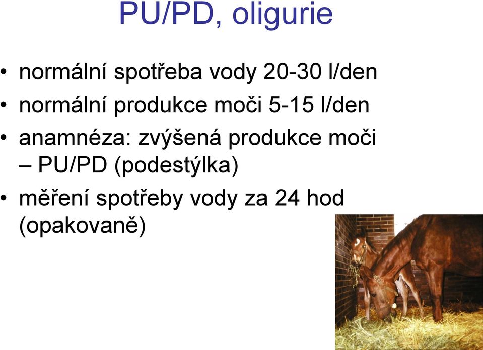 anamnéza: zvýšená produkce moči PU/PD