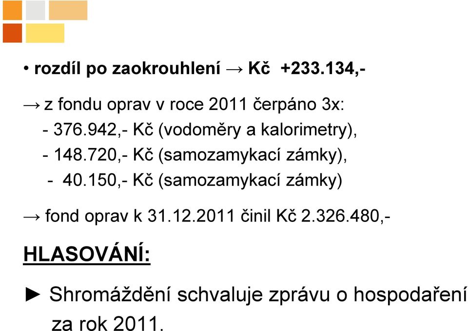 942,- Kč (vodoměry a kalorimetry), - 148.