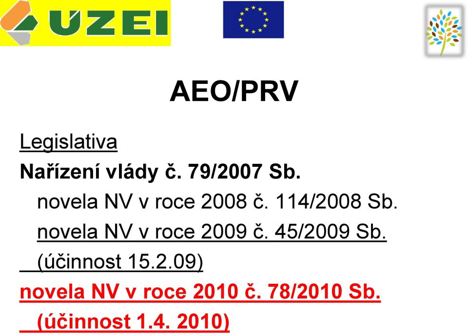 novela NV v roce 2009 č. 45/2009 Sb. (účinnost 15.