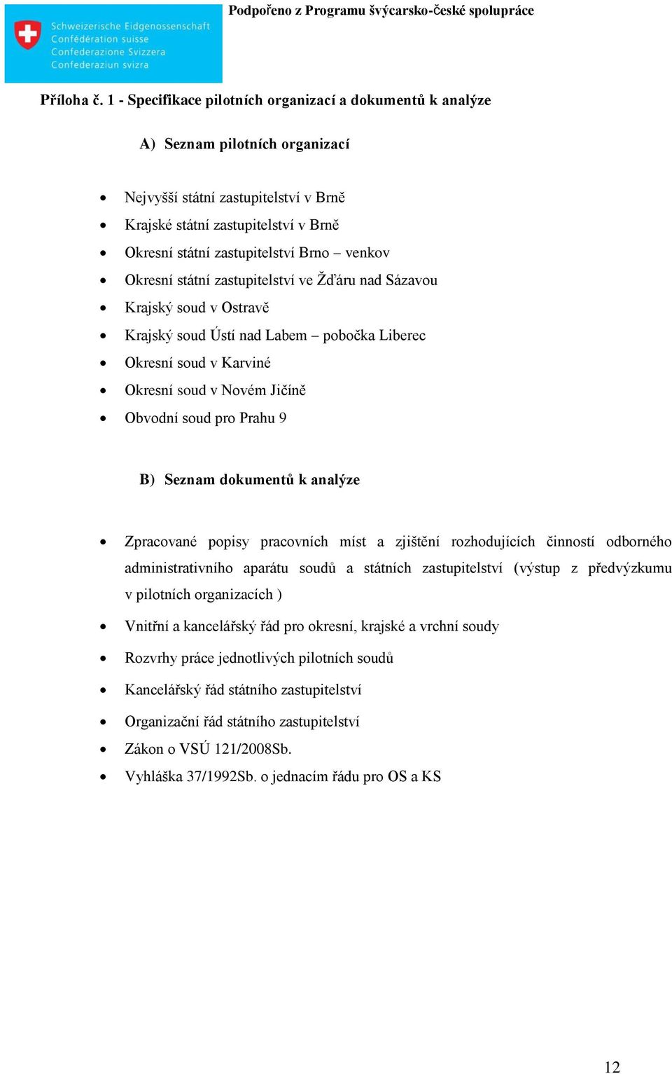 venkov Okresní státní zastupitelství ve Ţďáru nad Sázavou Krajský soud v Ostravě Krajský soud Ústí nad Labem pobočka Liberec Okresní soud v Karviné Okresní soud v Novém Jičíně Obvodní soud pro Prahu