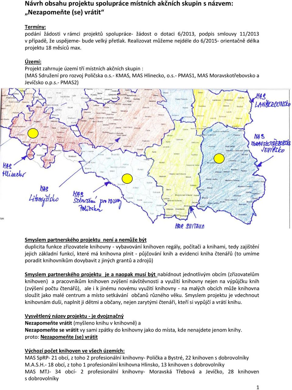 Území: Projekt zahrnuje území tří míst