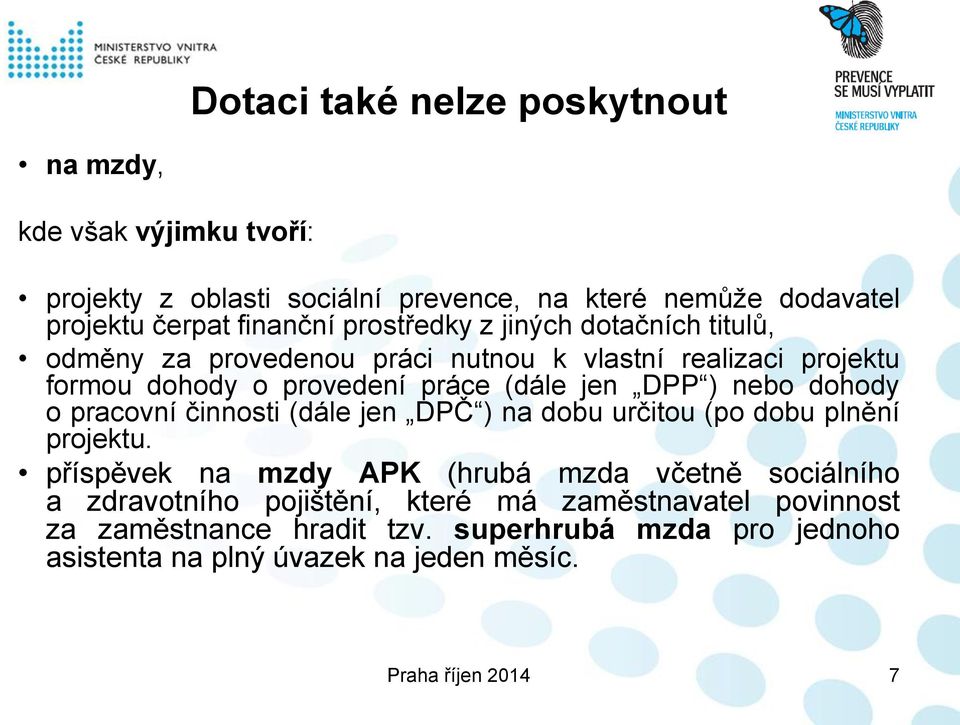 dohody o pracovní činnosti (dále jen DPČ ) na dobu určitou (po dobu plnění projektu.