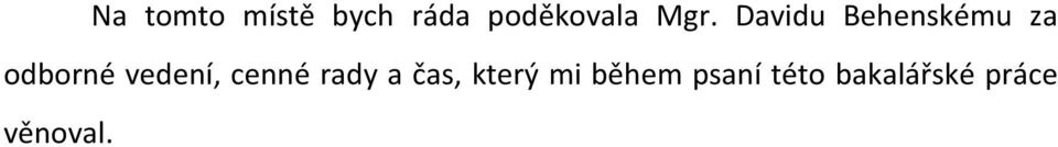 vedení, cenné rady a čas, který mi