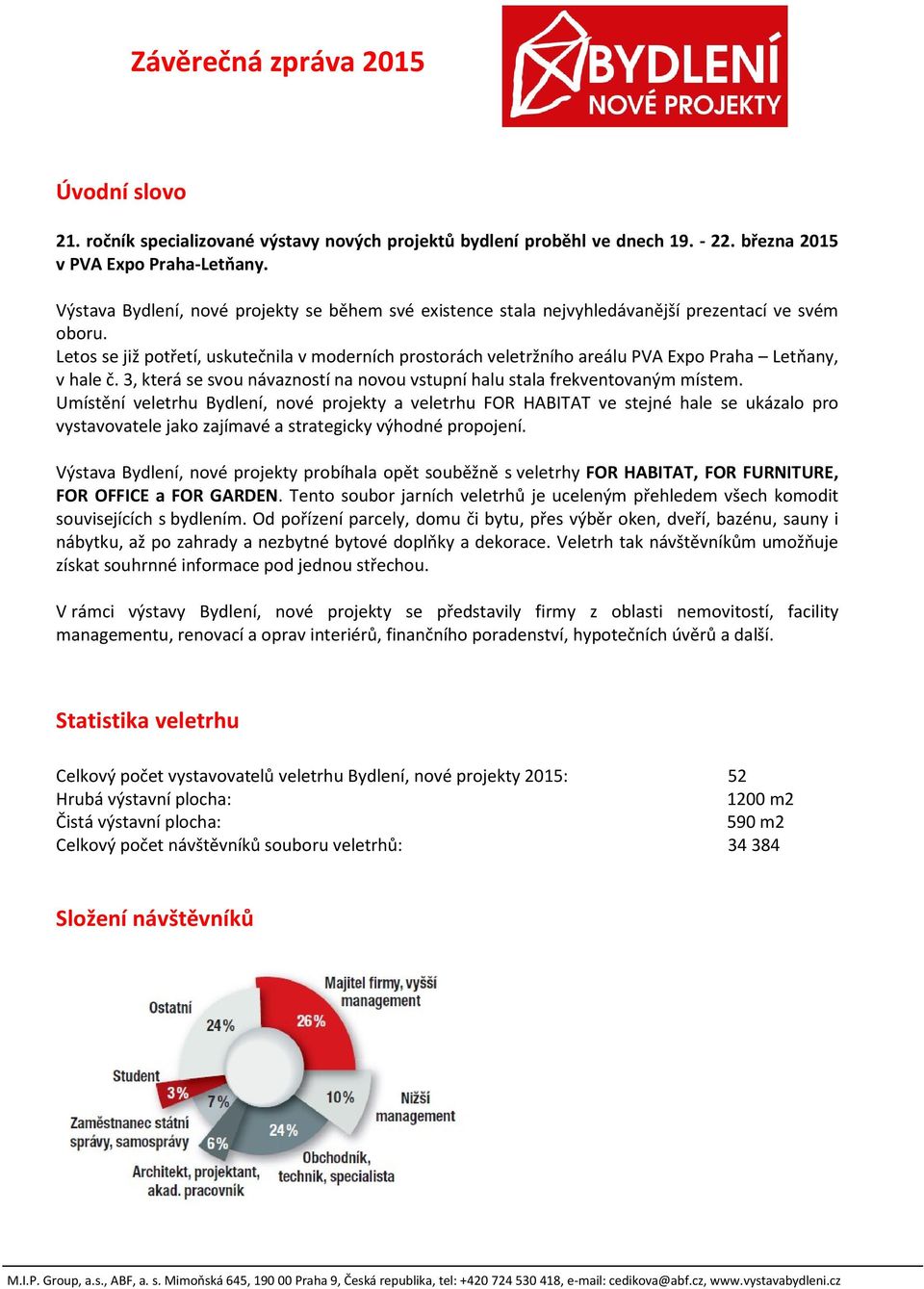 Letos se již potřetí, uskutečnila v moderních prostorách veletržního areálu PVA Expo Praha Letňany, v hale č. 3, která se svou návazností na novou vstupní halu stala frekventovaným místem.