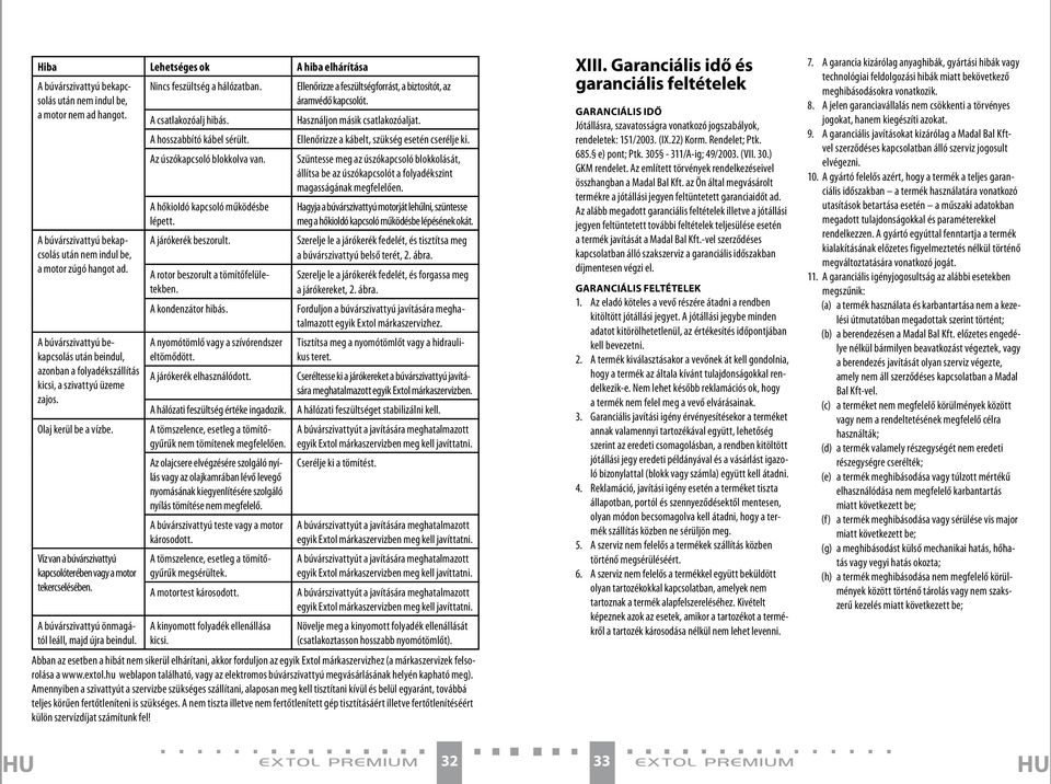 Szüntesse meg az úszókapcsoló blokkolását, állítsa be az úszókapcsolót a folyadékszint magasságának megfelelően. A búvárszivattyú bekapcsolás után nem indul be, a motor zúgó hangot ad.