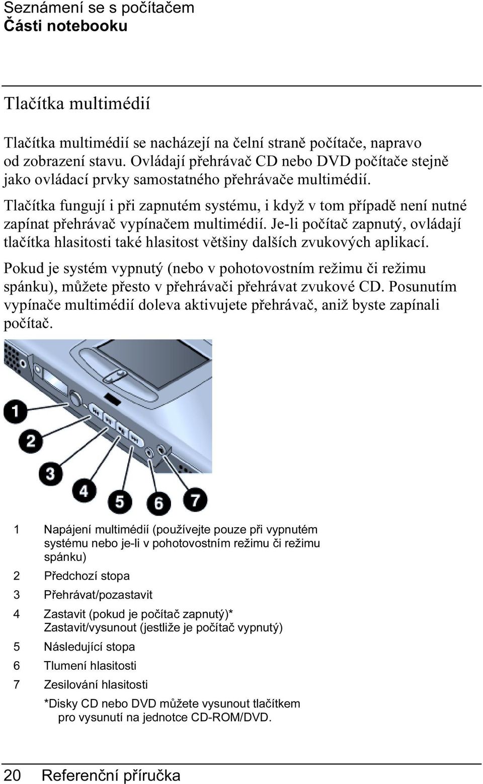 Tlačítka fungují i při zapnutém systému, i když v tom případě není nutné zapínat přehrávač vypínačem multimédií.
