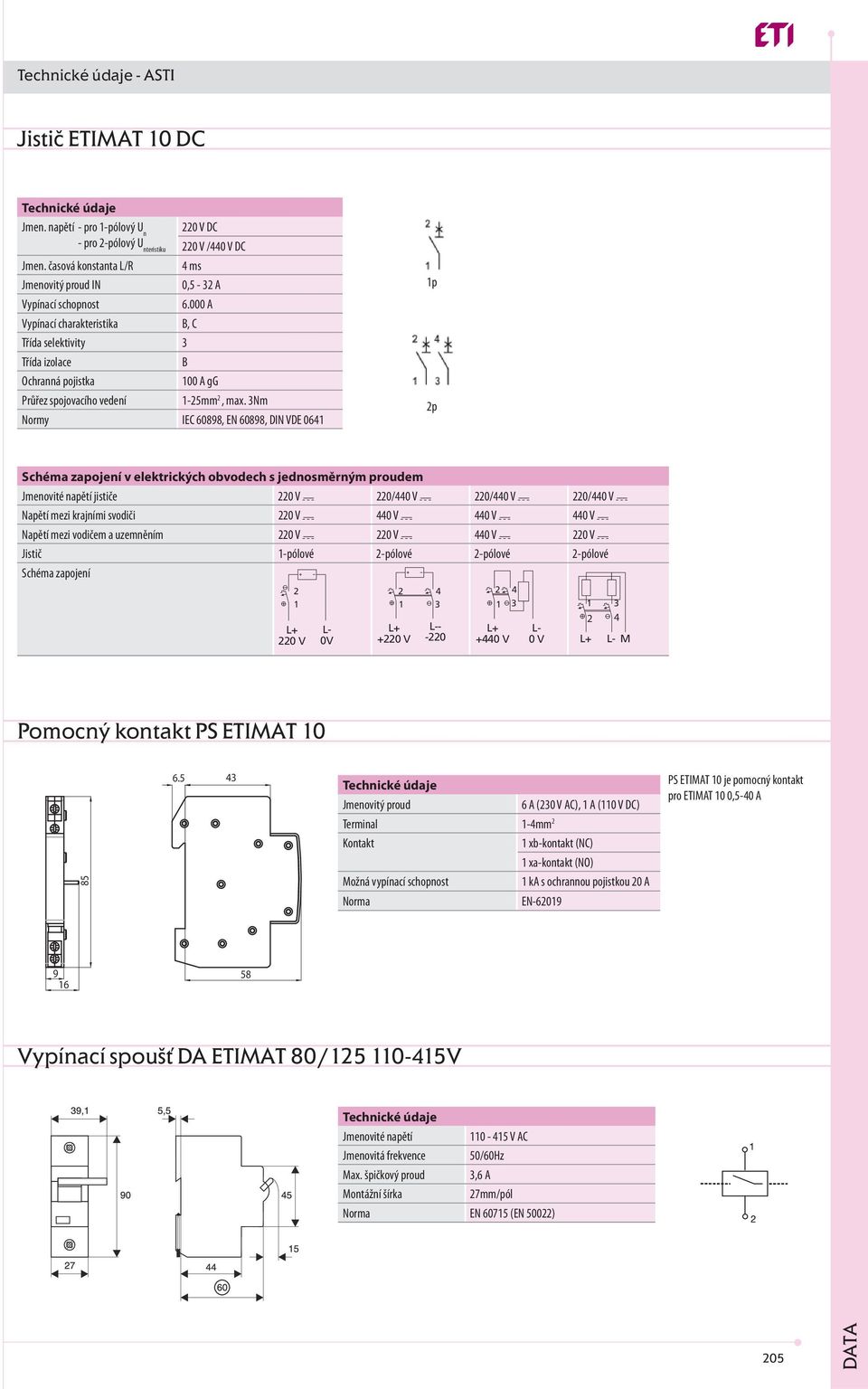 Nm Normy IEC 09, EN 09, DIN VDE 01 1p p Schéma zapojení v elektrických obvodech s jednosměrným proudem Jmenovité napětí jističe 0 V 0/0 V 0/0 V 0/0 V Napětí mezi krajními svodiči 0 V 0 V 0 V 0 V