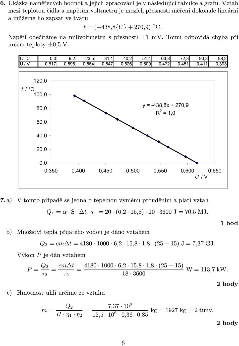 Napětí odečítáme na milivoltmetru s přesností ± mv. Tomu odpovídá chyba při určení teploty ±0,5 V. Wƒ& 89 W ƒ& \ [ 5 8 9 7.