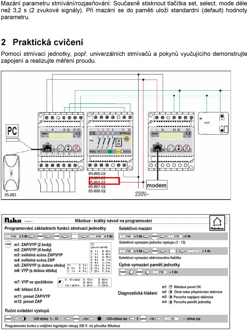 Při mazání se do paměti uloží standardní (default) hodnoty parametru.