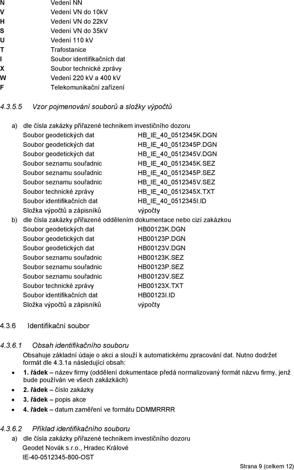 DGN Soubor geodetických dat HB_IE_40_0512345P.DGN Soubor geodetických dat HB_IE_40_0512345V.DGN Soubor seznamu souřadnic HB_IE_40_0512345K.SEZ Soubor seznamu souřadnic HB_IE_40_0512345P.