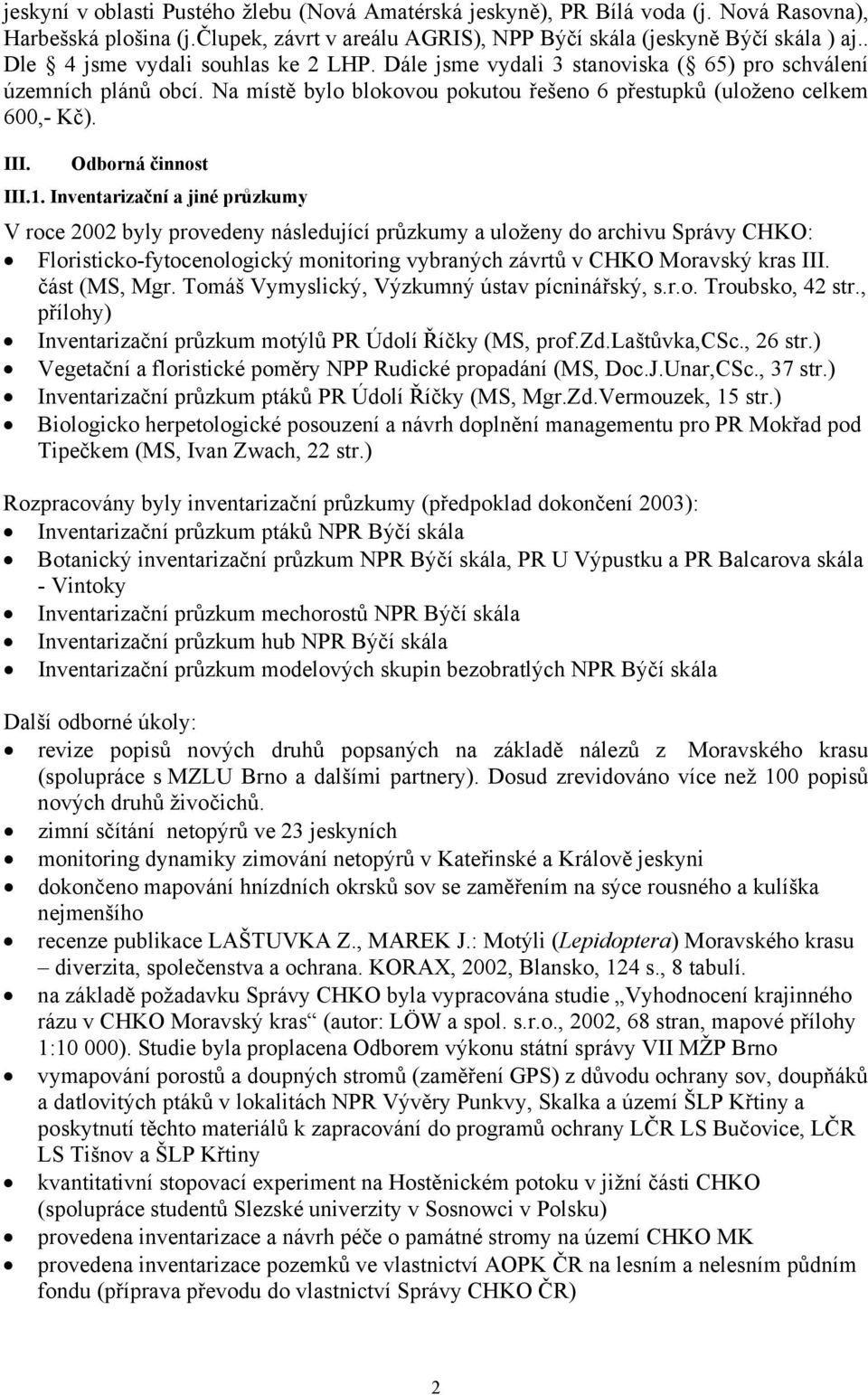 Odborná činnost III.1.