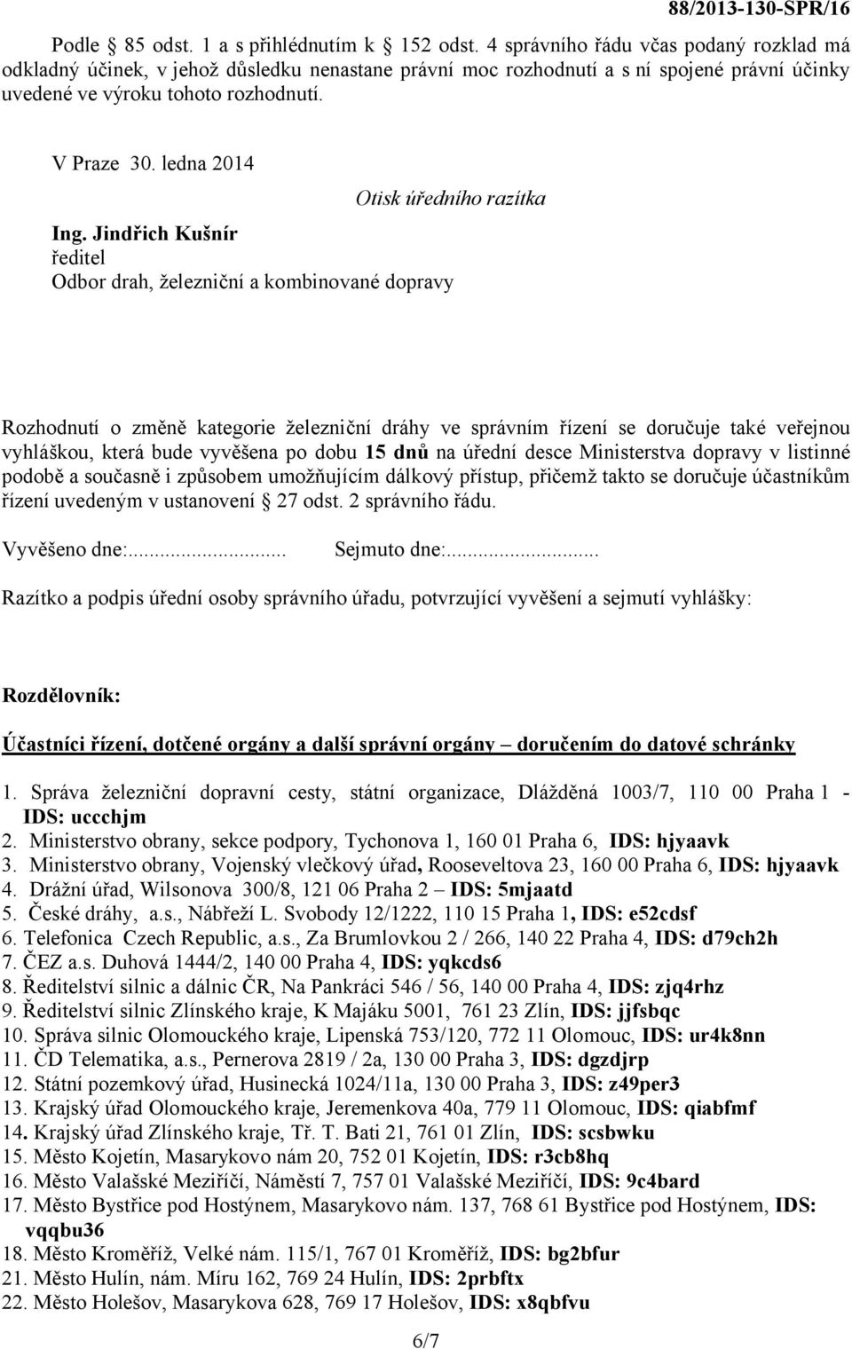 ledna 2014 Otisk úředního razítka Ing.