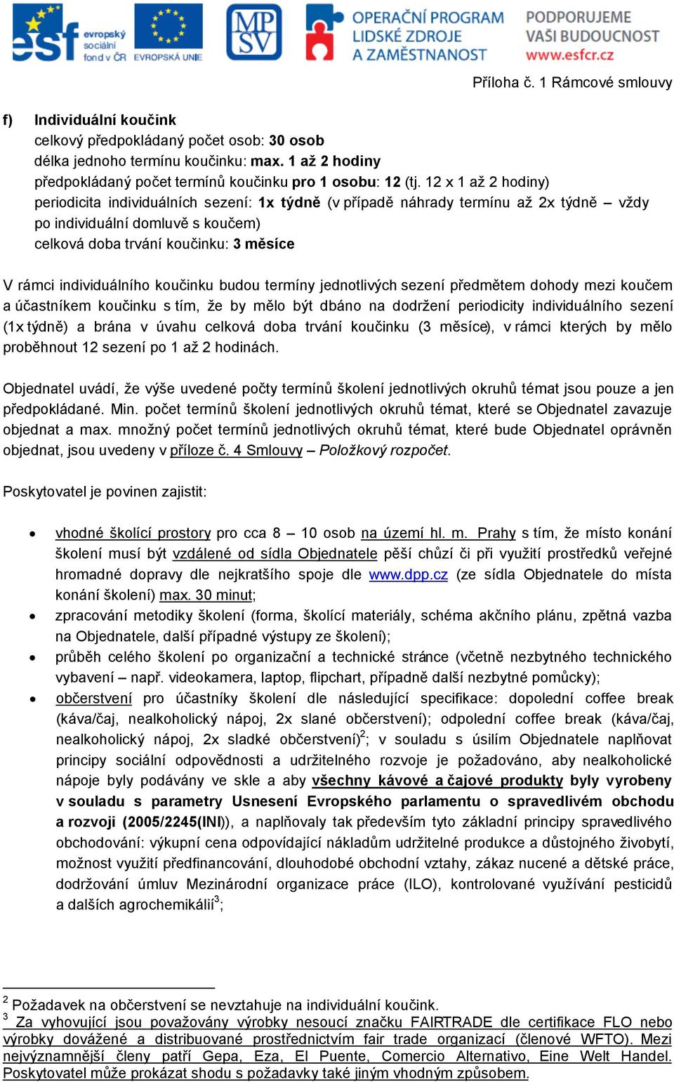 individuálního koučinku budou termíny jednotlivých sezení předmětem dohody mezi koučem a účastníkem koučinku s tím, že by mělo být dbáno na dodržení periodicity individuálního sezení (1x týdně) a